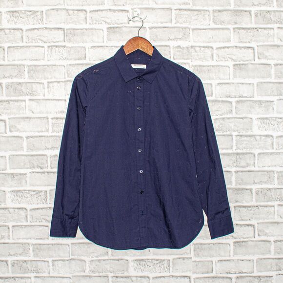 Equipment Femme Heart cut-out Button up Shirt in Navy Blue Size Small - Picture 1 of 11